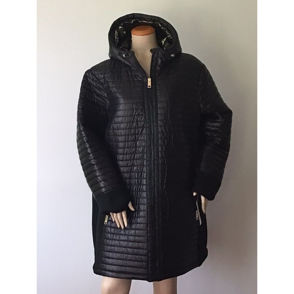 MICHAEL MICHAEL KORS Black Insulated w/Neoprene Insets Quilted Jacket (Size 3X) - Picture 1 of 16